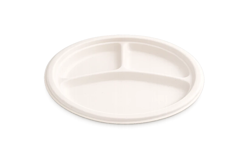 10 Inch Bagasse 3 Comp Plate