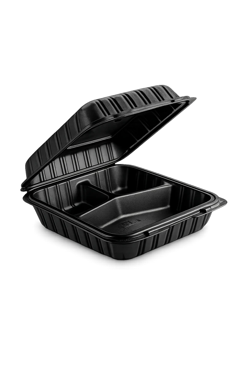 Black Mineral Filled Containers 8x8 (3 compartment)