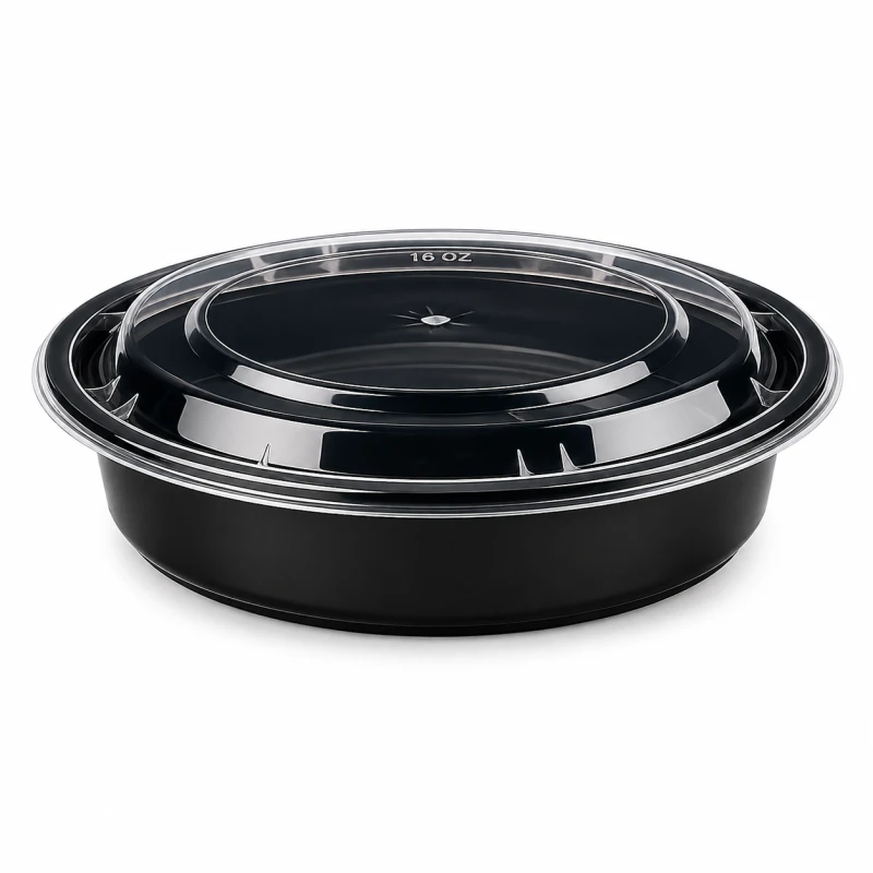 16 oz Black Round Container